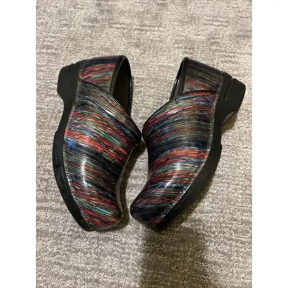 Dansko XP Striped Pro Leather Clog Size 9 US EUR 40 Slip On Comfort Rainbow - Picture 8 of 14